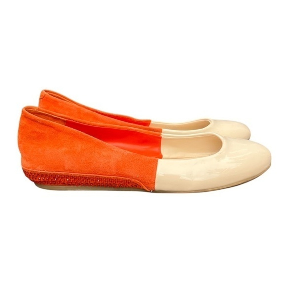 BCBG Orange and Cream two toned Women's Flats with rhinestones size 6